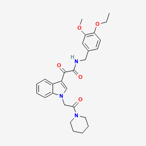 molecular formula C27H31N3O5 B2950874 N-(4-ethoxy-3-methoxybenzyl)-2-oxo-2-(1-(2-oxo-2-(piperidin-1-yl)ethyl)-1H-indol-3-yl)acetamide CAS No. 872862-48-1