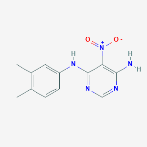 molecular formula C12H13N5O2 B2950877 N4-(3,4-dimethylphenyl)-5-nitropyrimidine-4,6-diamine CAS No. 450345-28-5