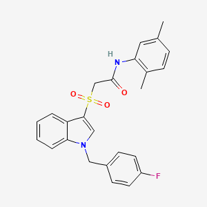 N-(2,5-dimethylphenyl)-2-[1-[(4-fluorophenyl)methyl]indol-3-yl]sulfonylacetamide