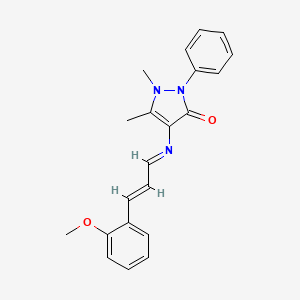 molecular formula C21H21N3O2 B2950891 4-((E)-((E)-3-(2-methoxyphenyl)allylidene)amino)-1,5-dimethyl-2-phenyl-1H-pyrazol-3(2H)-one CAS No. 478845-86-2