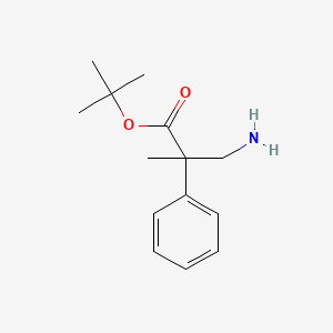 molecular formula C14H21NO2 B2950892 Tert-butyl 3-amino-2-methyl-2-phenylpropanoate CAS No. 1955505-46-0