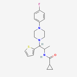 molecular formula C21H26FN3OS B2950894 N-(1-(4-(4-fluorophenyl)piperazin-1-yl)-1-(thiophen-2-yl)propan-2-yl)cyclopropanecarboxamide CAS No. 887206-25-9