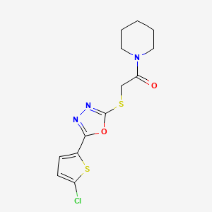 2-((5-(5-Chlorothiophen-2-yl)-1,3,4-oxadiazol-2-yl)thio)-1-(piperidin-1-yl)ethanone