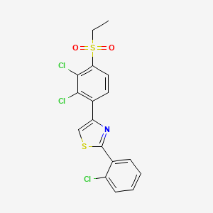 molecular formula C17H12Cl3NO2S2 B2950900 2-(2-Chlorophenyl)-4-[2,3-dichloro-4-(ethylsulfonyl)phenyl]-1,3-thiazole CAS No. 672951-36-9