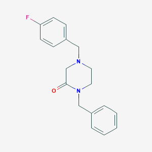 molecular formula C18H19FN2O B2950914 1-Benzyl-4-[(4-fluorophenyl)methyl]piperazin-2-one CAS No. 2415454-22-5