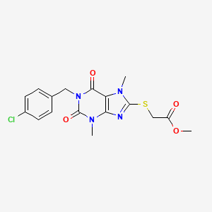 molecular formula C17H17ClN4O4S B2950915 methyl 2-((1-(4-chlorobenzyl)-3,7-dimethyl-2,6-dioxo-2,3,6,7-tetrahydro-1H-purin-8-yl)thio)acetate CAS No. 919020-80-7