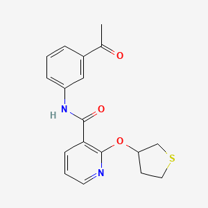 molecular formula C18H18N2O3S B2950916 N-(3-acetylphenyl)-2-((tetrahydrothiophen-3-yl)oxy)nicotinamide CAS No. 2034390-35-5