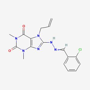 8-{2-[(2-chlorophenyl)methylidene]hydrazin-1-yl}-1,3-dimethyl-7-(prop-2-en-1-yl)-2,3,6,7-tetrahydro-1H-purine-2,6-dione