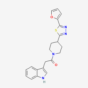 molecular formula C21H20N4O2S B2950925 1-(4-(5-(furan-2-yl)-1,3,4-thiadiazol-2-yl)piperidin-1-yl)-2-(1H-indol-3-yl)ethanone CAS No. 1351605-07-6