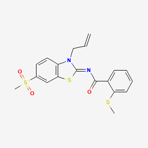 molecular formula C19H18N2O3S3 B2950927 (Z)-N-(3-allyl-6-(methylsulfonyl)benzo[d]thiazol-2(3H)-ylidene)-2-(methylthio)benzamide CAS No. 896026-64-5