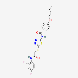 molecular formula C21H20F2N4O3S2 B2950928 4-butoxy-N-(5-((2-((2,4-difluorophenyl)amino)-2-oxoethyl)thio)-1,3,4-thiadiazol-2-yl)benzamide CAS No. 896026-58-7