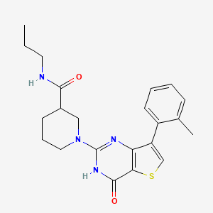 molecular formula C22H26N4O2S B2950940 1-[7-(2-methylphenyl)-4-oxo-3,4-dihydrothieno[3,2-d]pyrimidin-2-yl]-N-propylpiperidine-3-carboxamide CAS No. 1242956-93-9