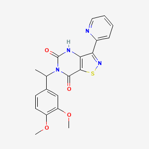 molecular formula C20H18N4O4S B2950941 6-[1-(3,4-dimethoxyphenyl)ethyl]-3-(2-pyridyl)isothiazolo[4,5-d]pyrimidine-5,7(4H,6H)-dione CAS No. 1251598-45-4