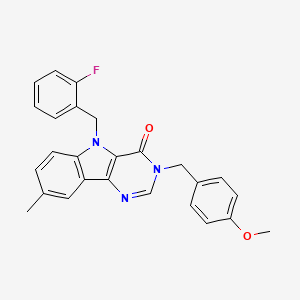 molecular formula C26H22FN3O2 B2950942 5-(2-fluorobenzyl)-3-(4-methoxybenzyl)-8-methyl-3,5-dihydro-4H-pyrimido[5,4-b]indol-4-one CAS No. 1189656-34-5