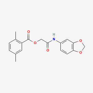 molecular formula C18H17NO5 B2950947 [(2H-1,3-benzodioxol-5-yl)carbamoyl]methyl 2,5-dimethylbenzoate CAS No. 391633-37-7