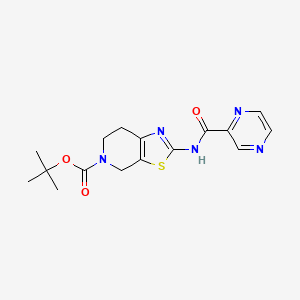 molecular formula C16H19N5O3S B2950951 tert-butyl 2-(pyrazine-2-carboxamido)-6,7-dihydrothiazolo[5,4-c]pyridine-5(4H)-carboxylate CAS No. 1448128-16-2