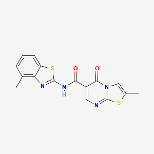 molecular formula C16H12N4O2S2 B2950954 2-methyl-N-(4-methylbenzo[d]thiazol-2-yl)-5-oxo-5H-thiazolo[3,2-a]pyrimidine-6-carboxamide CAS No. 896342-24-8