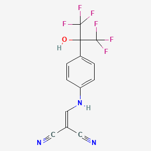 molecular formula C13H7F6N3O B2950958 (((4-(2,2,2-Trifluoro-1-hydroxy-1-(trifluoromethyl)ethyl)phenyl)amino)methylene)methane-1,1-dicarbonitrile CAS No. 1022735-10-9