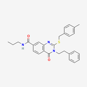 2-{[(4-methylphenyl)methyl]sulfanyl}-4-oxo-3-(2-phenylethyl)-N-propyl-3,4-dihydroquinazoline-7-carboxamide