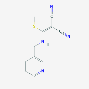 molecular formula C11H10N4S B2950981 2-{(Methylsulfanyl)[(3-pyridinylmethyl)amino]methylene}malononitrile CAS No. 444309-53-9