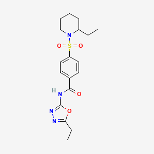 molecular formula C18H24N4O4S B2950990 N-(5-ethyl-1,3,4-oxadiazol-2-yl)-4-(2-ethylpiperidin-1-yl)sulfonylbenzamide CAS No. 685837-31-4