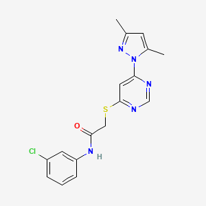 molecular formula C17H16ClN5OS B2951003 N-(3-chlorophenyl)-2-((6-(3,5-dimethyl-1H-pyrazol-1-yl)pyrimidin-4-yl)thio)acetamide CAS No. 1251621-06-3