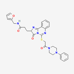molecular formula C30H30N6O4S B2951011 N-[(furan-2-yl)methyl]-3-(3-oxo-5-{[2-oxo-2-(4-phenylpiperazin-1-yl)ethyl]sulfanyl}-2H,3H-imidazo[1,2-c]quinazolin-2-yl)propanamide CAS No. 1104842-08-1