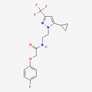 molecular formula C17H17F4N3O2 B2951015 N-(2-(5-cyclopropyl-3-(trifluoromethyl)-1H-pyrazol-1-yl)ethyl)-2-(4-fluorophenoxy)acetamide CAS No. 1796990-79-8