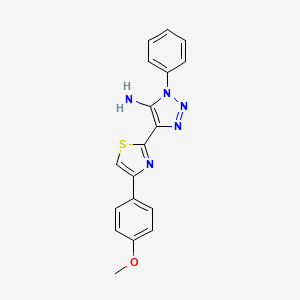molecular formula C18H15N5OS B2951019 4-(4-(4-methoxyphenyl)thiazol-2-yl)-1-phenyl-1H-1,2,3-triazol-5-amine CAS No. 1207043-97-7