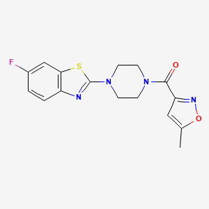 molecular formula C16H15FN4O2S B2951024 (4-(6-Fluorobenzo[d]thiazol-2-yl)piperazin-1-yl)(5-methylisoxazol-3-yl)methanone CAS No. 942007-47-8