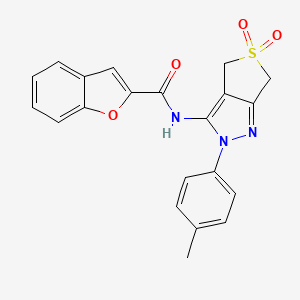 molecular formula C21H17N3O4S B2951029 N-(5,5-dioxido-2-(p-tolyl)-4,6-dihydro-2H-thieno[3,4-c]pyrazol-3-yl)benzofuran-2-carboxamide CAS No. 893948-27-1