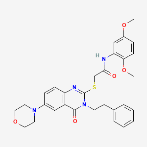 molecular formula C30H32N4O5S B2951030 N-(2,5-dimethoxyphenyl)-2-((6-morpholino-4-oxo-3-phenethyl-3,4-dihydroquinazolin-2-yl)thio)acetamide CAS No. 689758-99-4