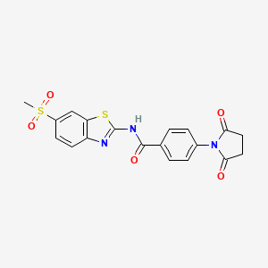 molecular formula C19H15N3O5S2 B2951031 4-(2,5-dioxopyrrolidin-1-yl)-N-(6-(methylsulfonyl)benzo[d]thiazol-2-yl)benzamide CAS No. 329905-27-3