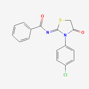 molecular formula C16H11ClN2O2S B2951057 N-[(2Z)-3-(4-chlorophenyl)-4-oxo-1,3-thiazolidin-2-ylidene]benzamide CAS No. 156809-40-4