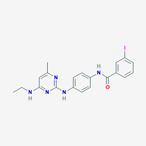 molecular formula C20H20IN5O B2951075 N-(4-{[4-(ethylamino)-6-methylpyrimidin-2-yl]amino}phenyl)-3-iodobenzamide CAS No. 923234-56-4