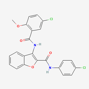 molecular formula C23H16Cl2N2O4 B2951081 3-(5-chloro-2-methoxybenzamido)-N-(4-chlorophenyl)benzofuran-2-carboxamide CAS No. 887894-22-6