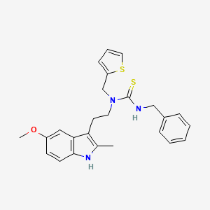 molecular formula C25H27N3OS2 B2951092 3-benzyl-1-(2-(5-methoxy-2-methyl-1H-indol-3-yl)ethyl)-1-(thiophen-2-ylmethyl)thiourea CAS No. 850934-90-6