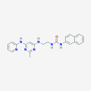 molecular formula C23H23N7O B2951105 1-(2-((2-Methyl-6-(pyridin-2-ylamino)pyrimidin-4-yl)amino)ethyl)-3-(naphthalen-2-yl)urea CAS No. 1421522-36-2