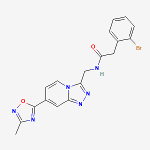 molecular formula C18H15BrN6O2 B2951115 2-(2-bromophenyl)-N-((7-(3-methyl-1,2,4-oxadiazol-5-yl)-[1,2,4]triazolo[4,3-a]pyridin-3-yl)methyl)acetamide CAS No. 2034414-30-5