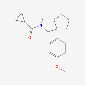 molecular formula C17H23NO2 B2951121 N-((1-(4-methoxyphenyl)cyclopentyl)methyl)cyclopropanecarboxamide CAS No. 1091473-94-7