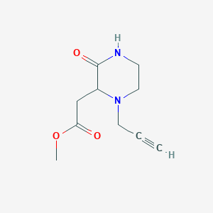 molecular formula C10H14N2O3 B2951140 Methyl 2-[3-oxo-1-(prop-2-yn-1-yl)piperazin-2-yl]acetate CAS No. 1252054-41-3