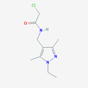 molecular formula C10H16ClN3O B2951141 2-Chloro-N-[(1-ethyl-3,5-dimethylpyrazol-4-yl)methyl]acetamide CAS No. 2286555-78-8