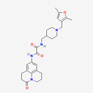 molecular formula C27H34N4O4 B2951145 N1-((1-((2,5-dimethylfuran-3-yl)methyl)piperidin-4-yl)methyl)-N2-(3-oxo-1,2,3,5,6,7-hexahydropyrido[3,2,1-ij]quinolin-9-yl)oxalamide CAS No. 1327534-63-3