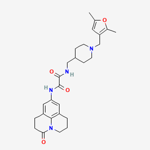 molecular formula C27H34N4O4 B2951145 N'-({1-[(2,5-dimethylfuran-3-yl)methyl]piperidin-4-yl}methyl)-N-{2-oxo-1-azatricyclo[7.3.1.0^{5,13}]trideca-5,7,9(13)-trien-7-yl}ethanediamide CAS No. 1327534-63-3