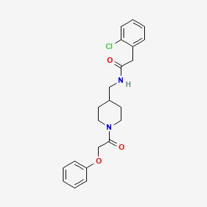 molecular formula C22H25ClN2O3 B2951148 2-(2-chlorophenyl)-N-((1-(2-phenoxyacetyl)piperidin-4-yl)methyl)acetamide CAS No. 1235261-07-0