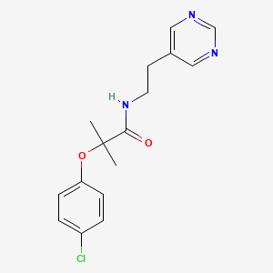 2-(4-chlorophenoxy)-2-methyl-N-(2-(pyrimidin-5-yl)ethyl)propanamide