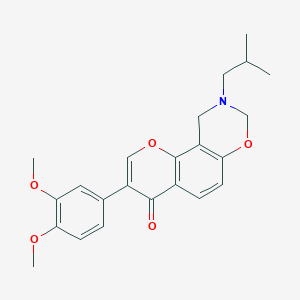 molecular formula C23H25NO5 B2951151 3-(3,4-dimethoxyphenyl)-9-isobutyl-9,10-dihydrochromeno[8,7-e][1,3]oxazin-4(8H)-one CAS No. 951938-55-9