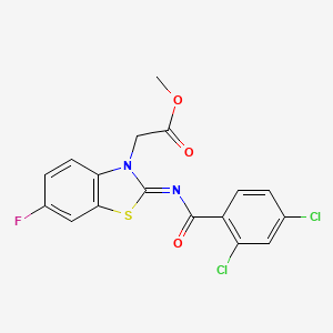 molecular formula C17H11Cl2FN2O3S B2951153 (Z)-methyl 2-(2-((2,4-dichlorobenzoyl)imino)-6-fluorobenzo[d]thiazol-3(2H)-yl)acetate CAS No. 1005724-19-5
