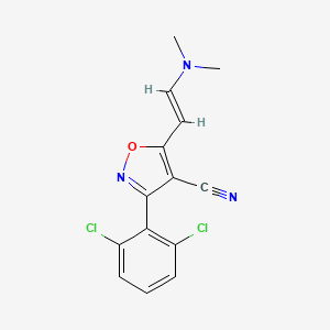 molecular formula C14H11Cl2N3O B2951154 3-(2,6-dichlorophenyl)-5-[(E)-2-(dimethylamino)ethenyl]-1,2-oxazole-4-carbonitrile CAS No. 320415-83-6