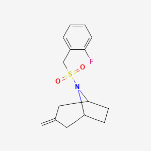 molecular formula C15H18FNO2S B2951159 8-[(2-fluorophenyl)methanesulfonyl]-3-methylidene-8-azabicyclo[3.2.1]octane CAS No. 2320682-49-1